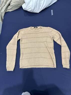 Weekend Max Mara Mohair Blend Striped Crewneck Sweater in Beige